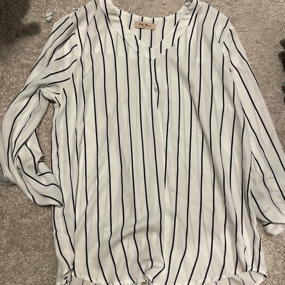Maternity White and Black Striped Women's Top